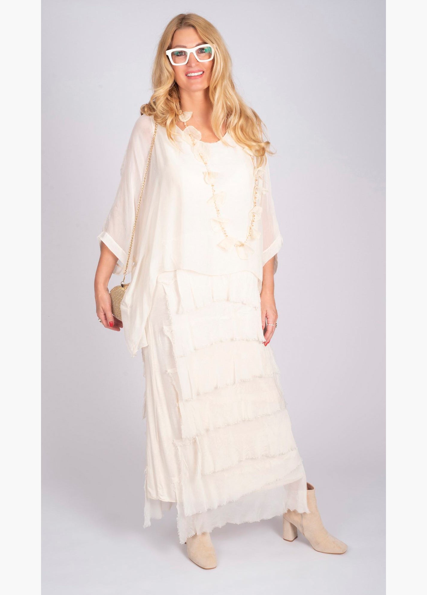 Damen Kleid , weiß , lang