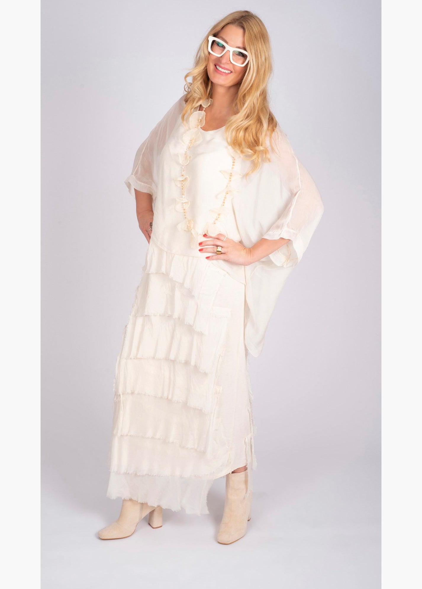 Damen Kleid , weiß , lang